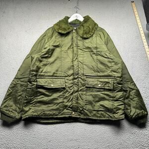 Vintage 70s Zero Zone Insulated Outerwear Quilted Military Jacket Mens XL Green